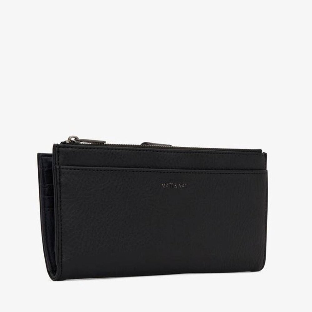 Matt & Nat Black Slim Zip Card Wallet